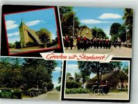 7951 Staphorst Foto AK Fahrrad Tracht Kirche