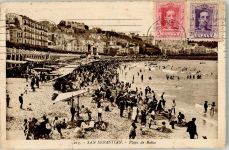 San Sebastian Donostia Foto AK Schwimmbad Strand Marke bildseitig