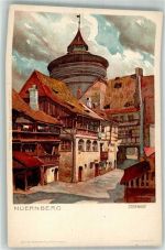 90402 W8500 Nürnberg Lithographie Sternhof sign. Mutter Künstlerkarte
