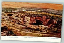 Jerusalem Lithographie / Künstlerkarte sign. Perlberg,F. Jeramis Grotte