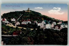 76131 W7500 Durlach - Panorama des Ortes mit dem Turmberg und Zahnradbahn