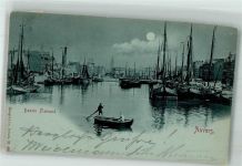 Antwerpen Anvers 1898 Mondschein Hafen