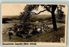 01855 O8361 Saupsdorf Foto AK Panorama des Ortes mit Ev. Kirche Fotograf Wagner