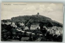76131 W7500 Durlach - Panorama des Ortes mit dem Turmberg und der Zahnradbahn