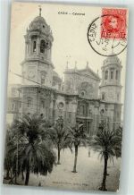 Cadiz 1909 Foto AK Kathedrale Marke bildseitig