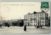 62200 Boulogne-sur-Mer 1908 Gebrauchsspuren Hauptbahnhof Hotel du Louvre Marke bildseitig