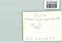 54595 W5540 Prüm FOTO KEINE AK Hotel Wenzelbach