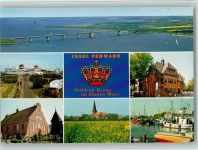 23769 W2448 Fehmarn - Fehmarnsundbrücke Fähre Rathaus Fischkutter Kirche