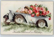 auto mit rote Rosen Geburtstag Gebrauchsspuren