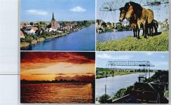 21756 W2176 Osten , Oste - Brücke, Schwebefähre, Pferd