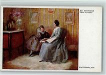 Das Märchenbuch, sign Karl Schuster - Biedermeier Buch lesen 1916 Künstlerkarte