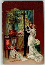 Grüne Hochzeit Jugendstil Verlag GL+Co Hochzeit 1900 Lithographie