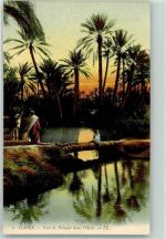 Gabès 1915 - Pont de Palmier dans Oasis AK