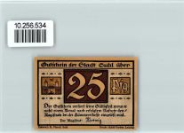 98527 O6000 Suhl - Notgeld 25 Pfennig Revolver Pistole