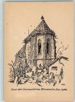 75172 W7530 Pforzheim 1948 Gebrauchsspuren Chor der Schlosskirche sign. AE KEINE AK