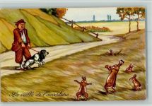 Humor - Hasen ärgern den Hund AK Humor 1958