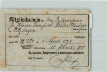 Mitgliedsschein , Bayerische Baugewerks-Berufsgenossenschafz Ausweis 1908