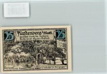 16798 O1432 Fürstenberg , Havel Lithographie Notgeld, Kurpark , Baumbank , Künstler sign L. Warning