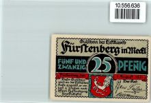 16798 O1432 Fürstenberg , Havel Lithographie Notgeld, Kurpark , Baumbank , Künstler sign L. Warning