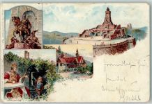 06567 O4712 Kyffhäuser 1898 Lithographie Zwerg Kyffhäuser-Denkmal Barbarossa Reiterdenkmal Kaiser Wilhelm I.