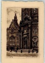 O8000 Dresden Hofkirche und Georgstor Radierung Prägedruck