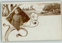 Frauenbild Jugendstil Verzierung Fotomontage 1903 Privatfoto AK