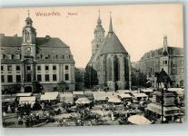 06667 O4850 Weißenfels , Saale - Markt Marktszene Denkmal Kirche Rathaus