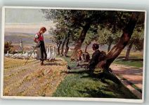 An der Landstraße Gänsehirte Wanderer Hey, Paul Künstlerkarte