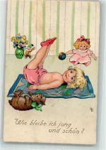 Kinder Gymnastik Puppen Hund Humor Meissner u. Buch Nr. 3090 Döring, L. / LD 1929 Künstlerkarte