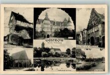 18273 O2600 Güstrow 1942 Foto AK Armesünderturm Pfaffenteich Dom Rosengarten Haus Derz Schloss Feldpost WK II Flakausbildungsabteilung 91