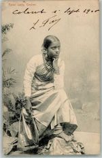 Colombo 1906 Foto AK Tracht Frau Ort lt. Stempel