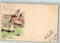 Schafe Tiroler Postkarten Verlag Seeger Lithographie Hirte Gebrauchsspuren
