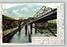 W5600 Barmen Partie an der Sonnborner Brücke und Eisenbahn 1901 AK Schwebebahn