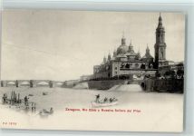 Saragossa Zaragoza - Fluß Ebro und Frauenkirche del Pilar