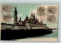 Saragossa Zaragoza - Pilar-Basilika und Ebro