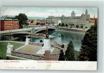 W7100 Heilbronn , Neckar Bismarck-Denkmal mit Brücke Bismarckdenkmal