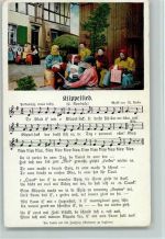 Klippellied - Familie beim Klöppeln - Verlag Vogel Nr. 47 AK Erzgebirge Liederkarte