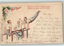 Gut Heil - Turner Postkarte - Männer turnen am Reck Turnvater Jahn