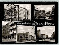 50667 W5000 Köln, Nippes 501 - Hochhaus und mehrere Straßen ca 1968 AK