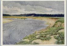 color AK Seenlandschaft Kunst Russland Künstlerkarte