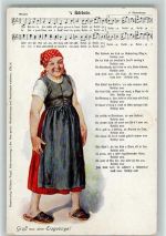 Bärbele - Vogel Verlag Nr. 4 - AK Erzgebirge Liederkarte