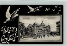 W3000 Hannover Tausend Grüße, weiße Tauben , Hauptpostamt , Straßenbahn Postamt 1906