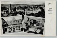 65510 W6270 Idstein 1940 - Hotel deutsches Haus mit Innenansicht, AK