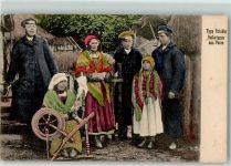 Typy Polskie Volkstypen aus Polen Spinnrad Tracht Polen 1915
