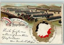 Große Kaiserparade Kaiserpaar Verlag A. Franz AK Kaisermanöver 1900 Lithographie / Prägedruck