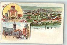 54290 W5500 Trier Lithographie Mathias-Kirche Hauptmarkt