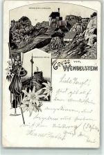 90530 W8508 Wendelstein , Mittelfr 1902 Lithographie Kirchlein Spitze Gipfelkreuz Edelweiss