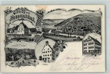 74676 W7119 Niedernhall 1913 Lithographie Rathaus Götzenhaus Fabrik Schaufler und Wund