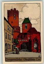 39590 O3504 Tangermünde Künstlersteindruck Neustädter Tor sign