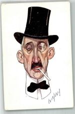 Karikatur Herr mit Zylinder und Zigarette B.K.W. I 388-6 Brüder Kohn Pollak, C. J. Künstlerkarte